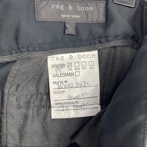 Rag & Bone Mo Genuine Leather Waistband Work Crape Dress Pants Trousers Black 2 - Picture 8 of 16